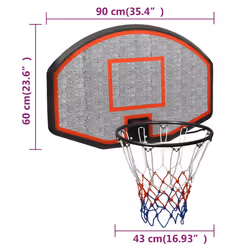 vidaXL Basketball Backboard Polyethene Hoop Board Black/White Multi Sizes - black, 90 x 60 x 2 cm