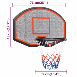 vidaXL Basketball Backboard Polyethene Hoop Board Black/White Multi Sizes - black, 71 x 45 x 2 cm