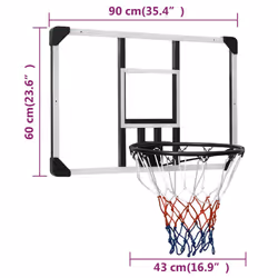 vidaXL Basketball Backboard Transparent Wall-Mounted Hoop Board Multi Sizes - 90 x 60 x 2.5 cm