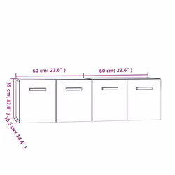 ) vidaXL 2x Wall Cabinets Engineered Wood Storage Cabinet Multi Colours/Sizes - Smoked oak, 60 x 36.5 x 35 cm (W x D x H - Additional view 4