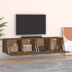 ) vidaXL 2x Wall Cabinets Engineered Wood Storage Cabinet Multi Colours/Sizes - Smoked oak, 60 x 36.5 x 35 cm (W x D x H