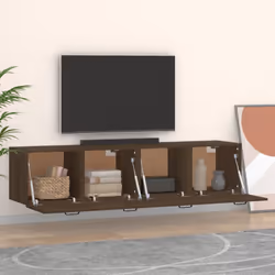 ) vidaXL 2x Wall Cabinets Engineered Wood Storage Cabinet Multi Colours/Sizes - Brown oak, 60 x 36.5 x 35 cm (W x D x H - Additional view 4
