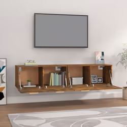 ) vidaXL 2x Wall Cabinets Engineered Wood Storage Cabinet Multi Colours/Sizes - Smoked oak, 80 x 35 x 36.5 cm (W x D x H - Additional view 3