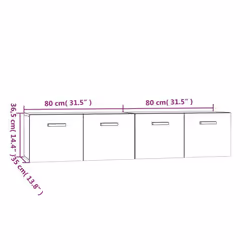 ) vidaXL 2x Wall Cabinets Engineered Wood Storage Cabinet Multi Colours/Sizes - Smoked oak, 80 x 35 x 36.5 cm (W x D x H - Additional view 8