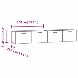 ) vidaXL 2x Wall Cabinets Engineered Wood Storage Cabinet Multi Colours/Sizes - White, 100 x 36.5 x 35 cm (W x D x H - Additional view 4