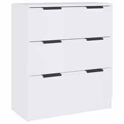 vidaXL Sideboards 3 Piece Storage Rack Organiser Highboard Engineered Wood - white - Additional view 2