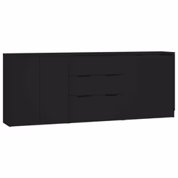 vidaXL Sideboards 3 Piece Storage Rack Organiser Highboard Engineered Wood - black