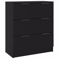 vidaXL Sideboards 3 Piece Storage Rack Organiser Highboard Engineered Wood - black