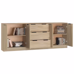 vidaXL Sideboards 3 Piece Storage Rack Organiser Highboard Engineered Wood - sonoma oak - Additional view 4