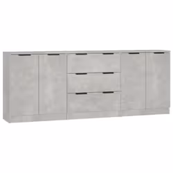 vidaXL Sideboards 3 Piece Storage Rack Organiser Highboard Engineered Wood - concrete grey