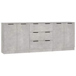 vidaXL Sideboards 3 Piece Storage Rack Organiser Highboard Engineered Wood - concrete grey