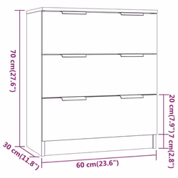 vidaXL Sideboards 3 Piece Storage Rack Organiser Highboard Engineered Wood - smoked oak - Additional view 3