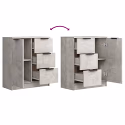 vidaXL 2x Sideboards Engineered Wood Cupboard Console Cabinet Multi Colours - concrete grey, 2 - Additional view 6