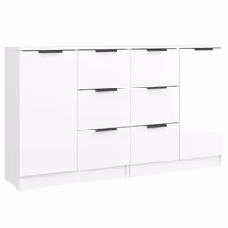 vidaXL 2x Sideboards Engineered Wood Cupboard Console Cabinet Multi Colours - high gloss white, 2