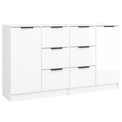 vidaXL 2x Sideboards Engineered Wood Cupboard Console Cabinet Multi Colours - high gloss white, 2