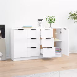 vidaXL 2x Sideboards Engineered Wood Cupboard Console Cabinet Multi Colours - high gloss white, 2