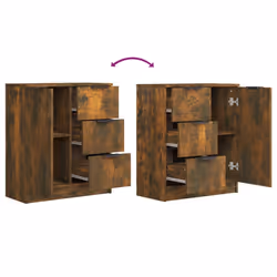 vidaXL 2x Sideboards Engineered Wood Cupboard Console Cabinet Multi Colours - smoked oak, 2 - Additional view 6