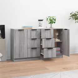 vidaXL 2x Sideboards Engineered Wood Cupboard Console Cabinet Multi Colours - grey sonoma, 2 - Additional view 2