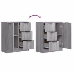 vidaXL 2x Sideboards Engineered Wood Cupboard Console Cabinet Multi Colours - grey sonoma, 2 - Additional view 6