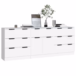 vidaXL Sideboards 3 Piece White Engineered Wood Storage Cabinet Home Organiser - Additional view 2
