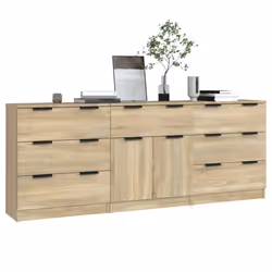 vidaXL Sideboards 3 Piece Sonoma Oak Engineered Wood Cupboard Storage Cabinet