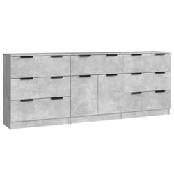 vidaXL Sideboards 3 Piece Concrete Grey Engineered Wood Cupboard Side Cabinet