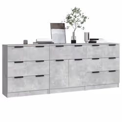 vidaXL Sideboards 3 Piece Concrete Grey Engineered Wood Cupboard Side Cabinet