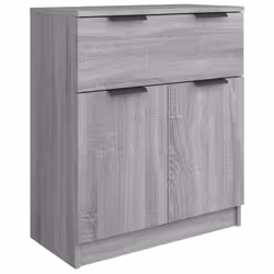 vidaXL Sideboards 3 Piece Grey Sonoma Engineered Wood Cupboard Storage Cabinet - Additional view 4