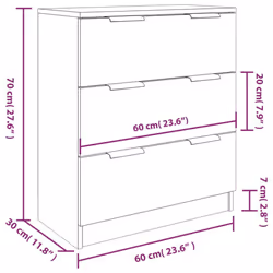 vidaXL Sideboards 3 Piece Grey Sonoma Engineered Wood Cupboard Storage Cabinet - Additional view 5