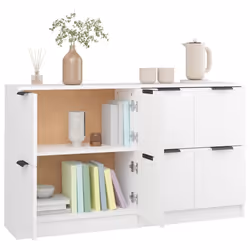 vidaXL 2x Sideboards White Engineered Wood Storage Cabinet Home Organiser - Additional view 5