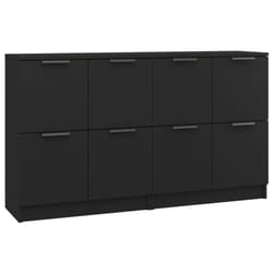 vidaXL 2x Sideboards Black Engineered Wood Storage Cabinet Home Organiser