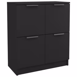 vidaXL 2x Sideboards Black Engineered Wood Storage Cabinet Home Organiser