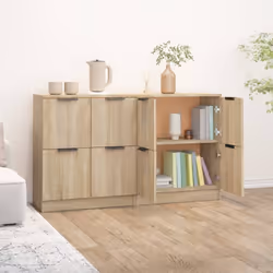 vidaXL 2x Sideboards Engineered Wood Storage Cabinet Cupboard Multi Colours - sonoma oak, 183 - Additional view 4