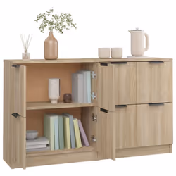 vidaXL 2x Sideboards Engineered Wood Storage Cabinet Cupboard Multi Colours - sonoma oak, 183 - Additional view 5