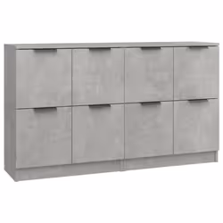 vidaXL 2x Sideboards Engineered Wood Storage Cabinet Cupboard Multi Colours - concrete grey, 185