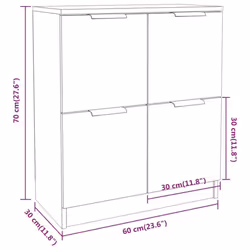 vidaXL 2x Sideboards Engineered Wood Storage Cabinet Cupboard Multi Colours - concrete grey, 185