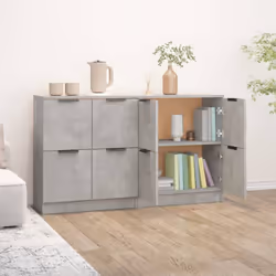 vidaXL 2x Sideboards Engineered Wood Storage Cabinet Cupboard Multi Colours - concrete grey, 185 - Additional view 4