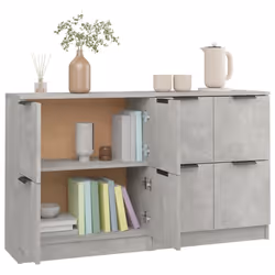 vidaXL 2x Sideboards Engineered Wood Storage Cabinet Cupboard Multi Colours - concrete grey, 185 - Additional view 5