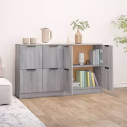 vidaXL 2x Sideboards Engineered Wood Storage Cabinet Cupboard Multi Colours - grey sonoma, 182 - Additional view 4