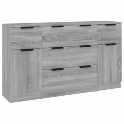 vidaXL Sideboard Set 3 Piece Engineered Wood Home Organiser Multi Colours - Grey sonoma - Additional view 2