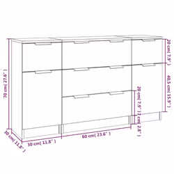 vidaXL Sideboard Set 3 Piece Engineered Wood Home Organiser Multi Colours - Grey sonoma - Additional view 7