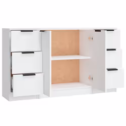 vidaXL 3x Sideboards Engineered Wood Cabinet Home Organiser Multi Colours - white - Additional view 7