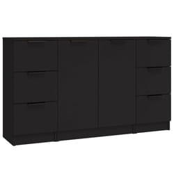 vidaXL 3x Sideboards Black Engineered Wood Cabinet Cupboard Home Organiser