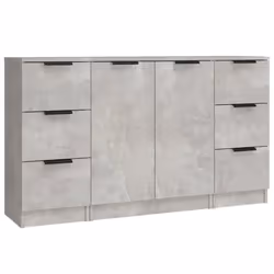 vidaXL 3x Sideboards Engineered Wood Cabinet Home Organiser Multi Colours - Concrete grey
