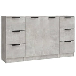 vidaXL 3x Sideboards Engineered Wood Cabinet Home Organiser Multi Colours - Concrete grey