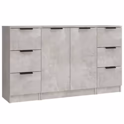 vidaXL 3x Sideboards Engineered Wood Cabinet Home Organiser Multi Colours - Concrete grey