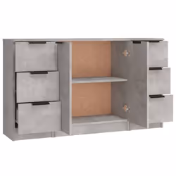 vidaXL 3x Sideboards Engineered Wood Cabinet Home Organiser Multi Colours - Concrete grey - Additional view 7