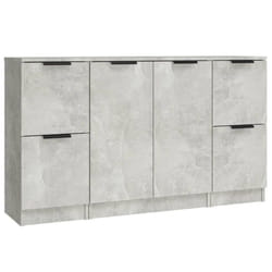 vidaXL 3x Sideboards Engineered Wood Cabinet Home Organiser Multi Colours - Concrete grey