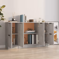 vidaXL 3x Sideboards Engineered Wood Cabinet Home Organiser Multi Colours - Concrete grey