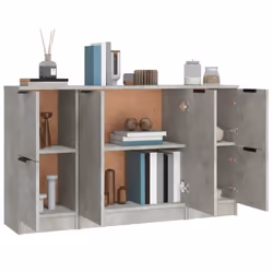 vidaXL 3x Sideboards Engineered Wood Cabinet Home Organiser Multi Colours - Concrete grey - Additional view 5